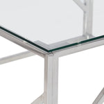 ZNTS Coffee Table Silver Stainless Steel and Tempered Glass 349953