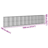 Gabion Basket with Cover 1050x100x200 cm Galvanised Iron 3295244
