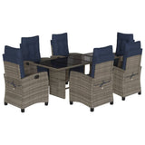 7 Piece Garden Dining Set with Cushions Grey Poly Rattan 3212932