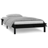 LED Bed Frame without Mattress Black 100x200 cm Solid Wood 820600