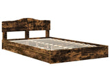 Storage Bed with Drawer Smoked Oak 120 x 200 cm Engineered Wood 3413114