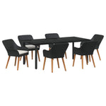 Garden Dining Set with Cushion 7 pcs Black Poly Rattan 3261675