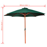 ZNTS Garden Parasol Green 258 cm 40436