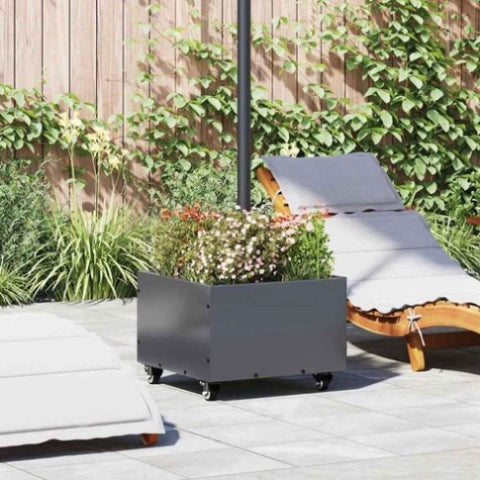 Parasol Base with Planter Anthracite 45 x 45 x 45 cm Steel 42010368