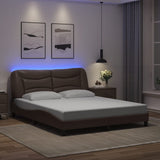 Bed Frame with LED without Mattress "Hvar" Brown 160x200 cm 3213943