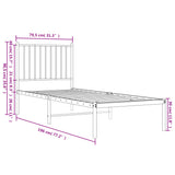 Metal Bed Frame without Mattress with Headboard White 75x190cm 350921