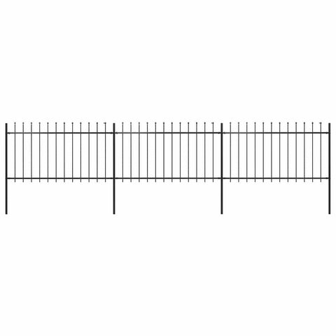 Garden Fence with Spear Top Steel 537x100 cm Black 277613