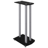 Speaker Stands 2pcs Black&Silver Tempered Glass 3 Pillars Design 51803