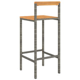 Bar Stools 4 pcs Grey Poly Rattan and Solid Wood Acacia 362609