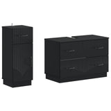 2 Piece Bathroom Cabinet Set HOORN Black Engineered Wood 3417712