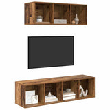 TV Cabinet Set Wall-mounted 2 pcs Old Wood Engineered Wood 3393354
