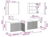 Bathroom Cabinet Set 5 pcs Smoked Oak Engineered Wood 3406451