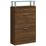 Shoe Cabinet Brown Oak 63x24x104 cm Engineered Wood 342569