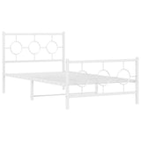 Metal Bed Frame without Mattress with Footboard White 100x200cm 376288
