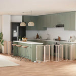 Dog Gate with Door Foldable 15 Panels 750 cm Poplar Wood 3155590