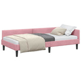 Corner Bed Frame with Headboard Pink 100 cm x 200 cm Velvet 42016167