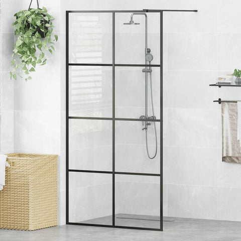Walk-in Shower Wall with Clear ESG Glass 100x195 cm Black 151035