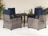 5 Piece Garden Dining Set with Cushions Grey Poly Rattan 3212864