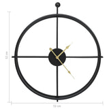 Wall Clock Black Iron 52 cm Decorative Inlays Wall Clock 325171