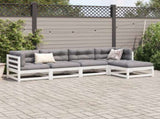 5 Piece Garden Sofa Set White Solid Wood Pine 3299385
