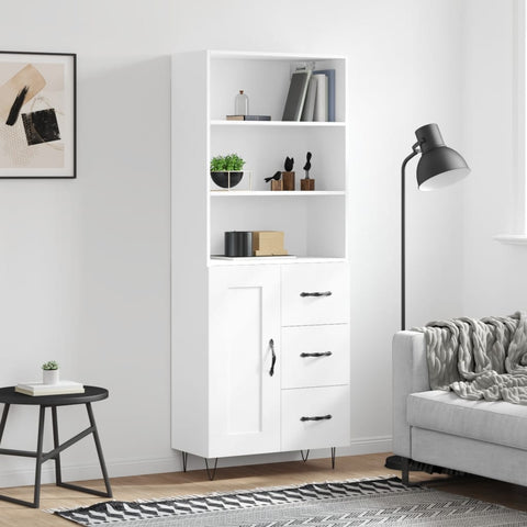 Highboard White 69.5x34x180 cm Engineered Wood 3190013
