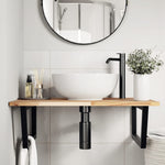 Basin Shelf Wall Mounted Steel and Solid Wood Acacia 3302895