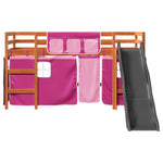 Kids' Loft Bed with Curtains Pink 80x200 cm Solid Wood Pine 3309073