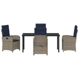 Garden Dining Set with Cushion 5 pcs Grey Poly Rattan 3380354