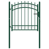 ZNTS Fence Gate with Spikes Steel 100x100 cm Green 146373