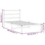 Metal Bed Frame without Mattress with Headboard Black 107x203cm 355361