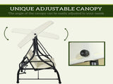 3 Seater Canopy Swing Chair, 2 in 1 Garden Swing Seat Bed, with Adjustable Canopy and Metal Frame, T3398P328429