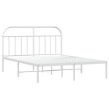 Metal Bed Frame without Mattress with Headboard White 150x200cm 353686