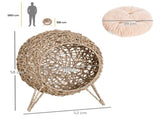 Wicker Cat Bed, Ball-Shaped Rattan Elevated Cat Basket with Three Tripod Legs, Cushion - Natural T3398P349858
