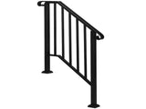 Matte Black Outdoor 2-Step Iron Handrail 19037788