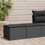 ZNTS 2 Piece Garden Sofa Set with Cushions Black Poly Rattan Acacia 3328658