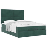 Ottoman Bed with Mattresses Dark Green 140x200cm Velvet 3313406