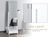 Jewellery Cabinet, Full Length Mirror with Storage, Free Standing Mirror with LED Lights, Hooks, T3398P340957