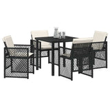 Garden Dining Set 5 pcs Black Poly Rattan 3380617