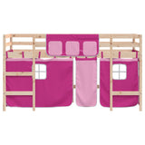 Kids' Loft Bed with Curtains without Mattress Pink 90x200cm 3206966