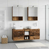 Bathroom Furniture Set 5 pcs Old Wood Engineered Wood and Glass 3406765