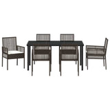 Garden Dining Set with Cushion 7 pcs Brown Poly Rattan 3379874