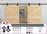Sliding Door 2 pcs Natural and Black Solid Pine Wood 3444879