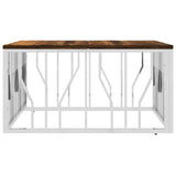 Coffee Table Silver Stainless Steel and Solid Wood Reclaimed 350061