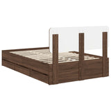 Bed Frame with Drawer Brown Oak 135 x 190 cm Engineered Wood 3412198