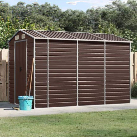 Garden Shed Brown 191x300x198 cm Galvanised Steel 3188266