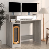 Desk with LED Lights Grey Sonoma 97x45x90 cm Engineered Wood 820476