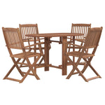 ZNTS 5 Piece Folding Outdoor Dining Set Solid Acacia Wood 44020