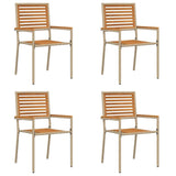 Garden Stacking Chairs 4 pcs Brown and Beige 54 x 56 x 90 cm 3403060