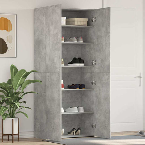 Shoe Cabinet with Shelf Grey 80 x 35.5 x 180 cm Engineered wood 3333839