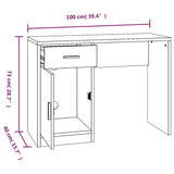 Desk Black Engineered wood, Aluminium Desk Rectangular 342653
